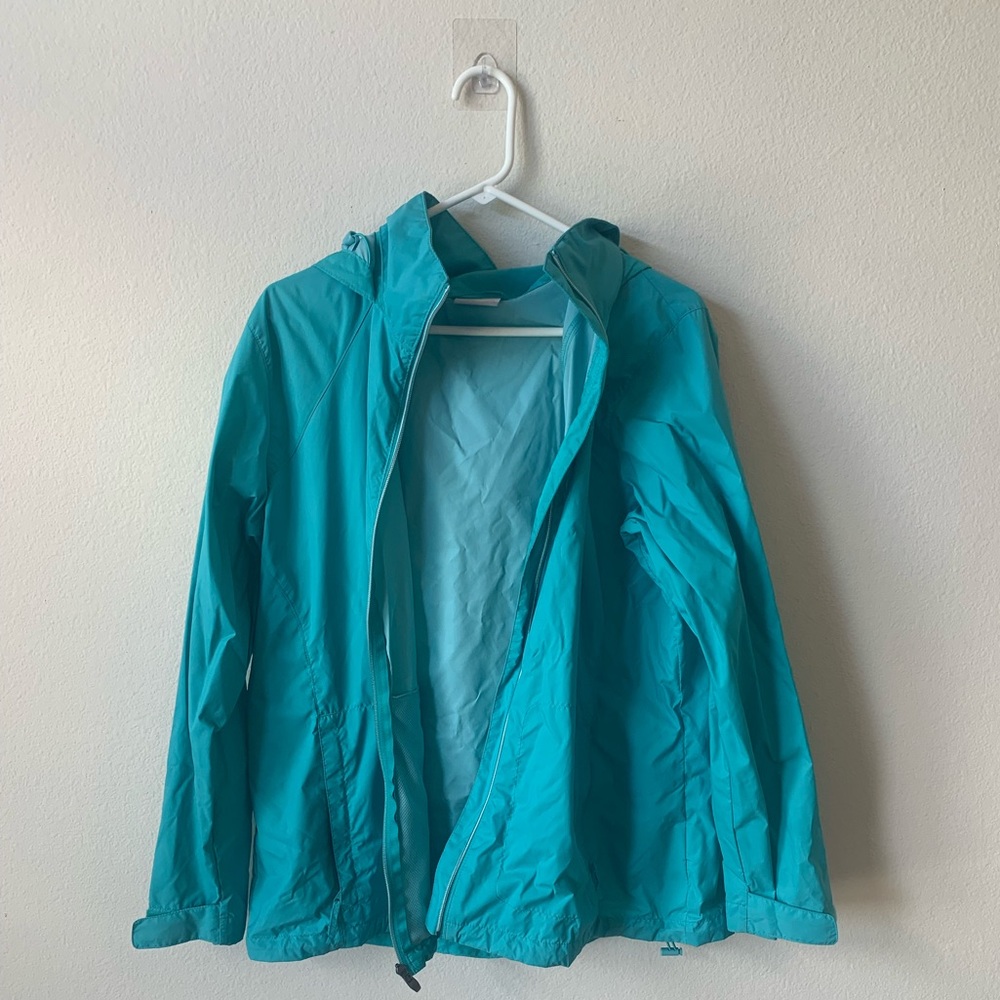 Turquoise Columbia raincoat 1X